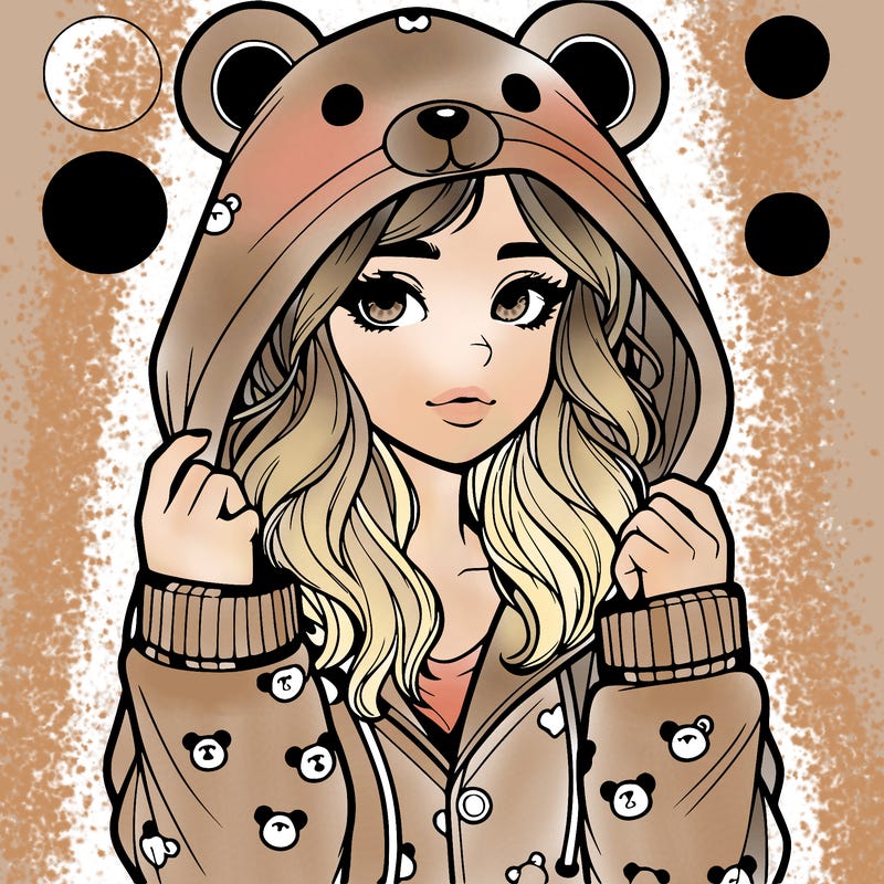 realistic girl in a animal pjs hoodie