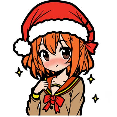 anime girl wearing a santa hat