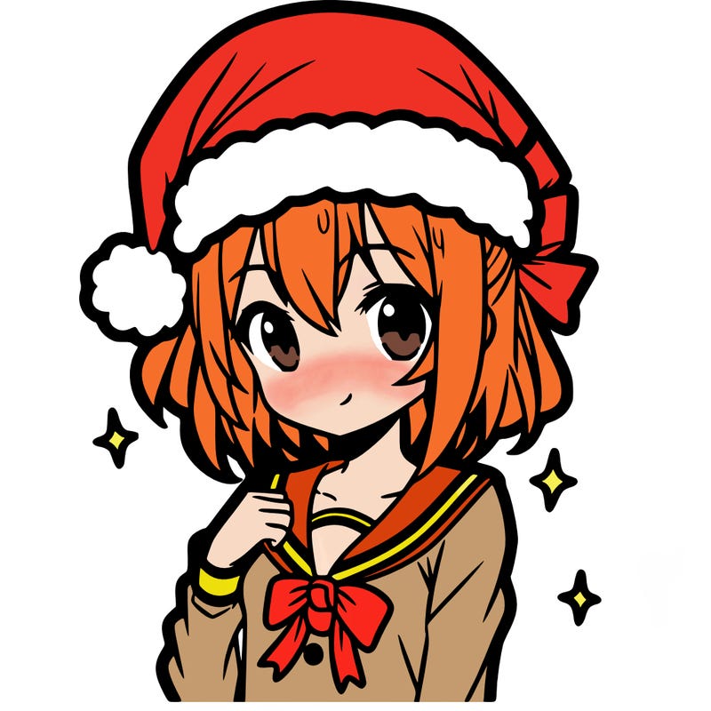anime girl wearing a santa hat