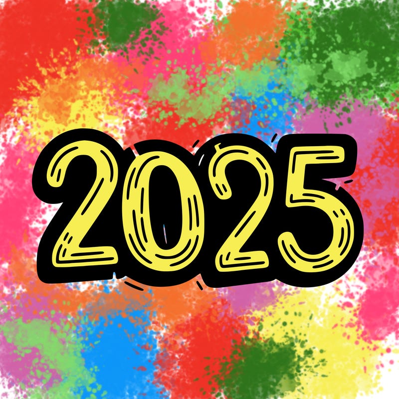 one line scrawled numbers sketch design “2025”