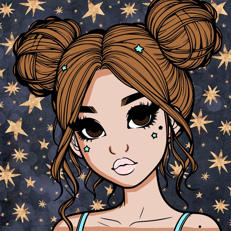 realistic girl with space buns