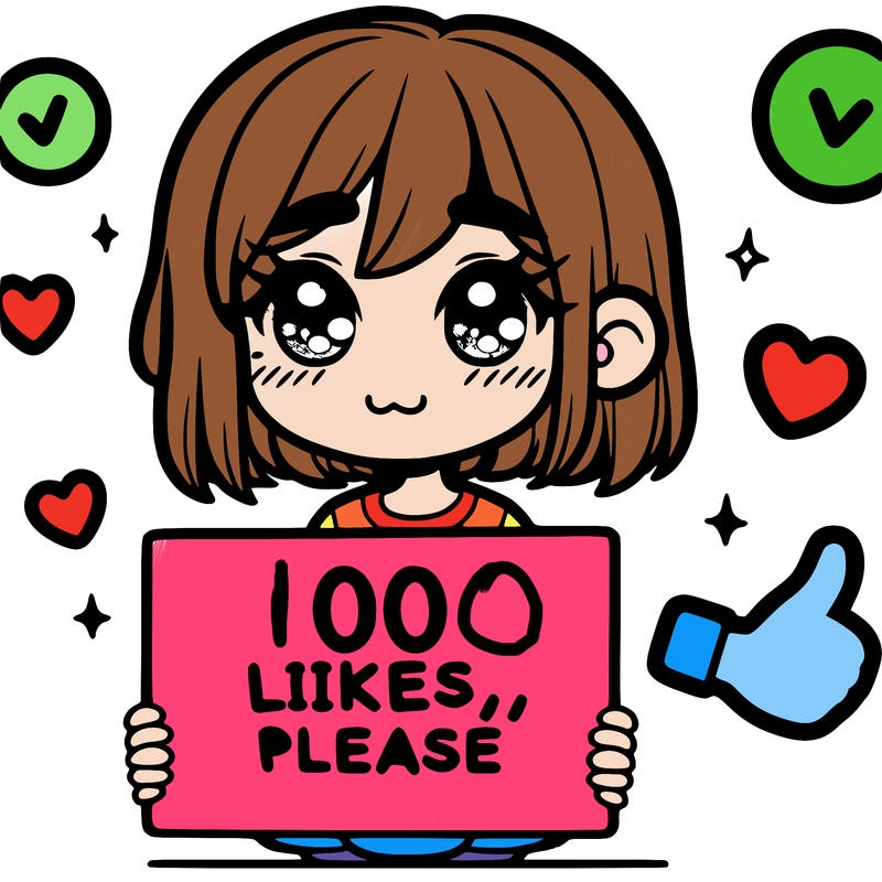 a girl with a sign saying 100 likes, please