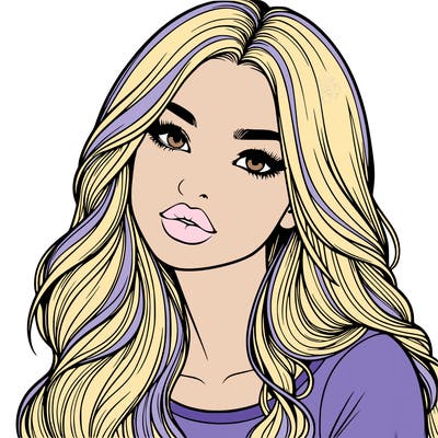 realistic girl with hair on her hair and lips