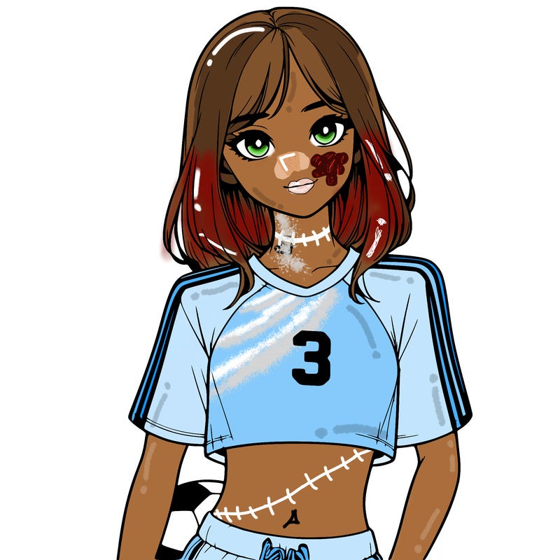 realistic girl wearing soccer jersey