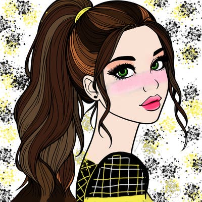 realistic pretty girl with high pony tail