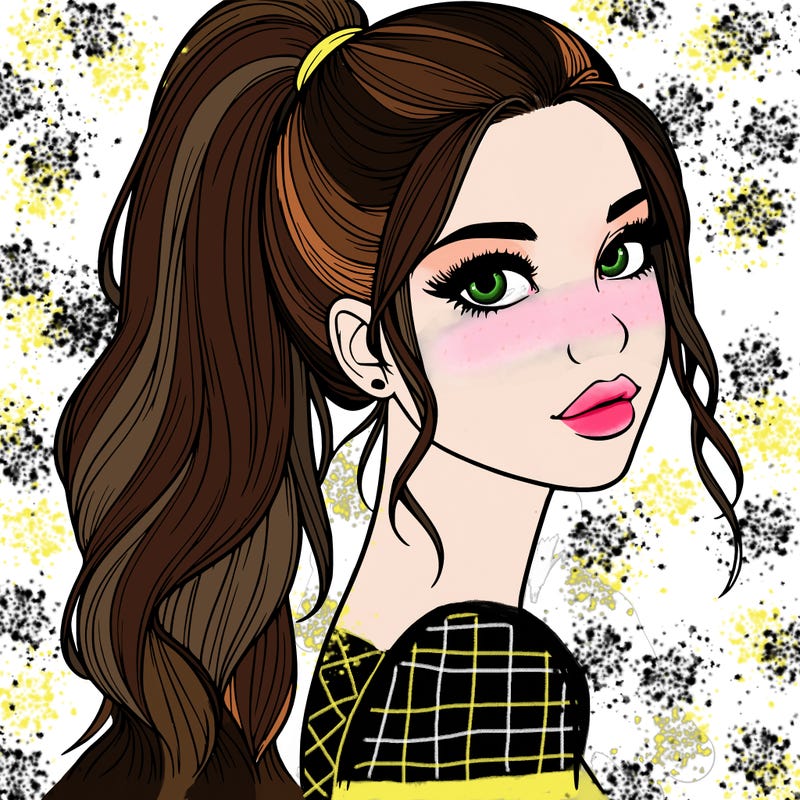 realistic pretty girl with high pony tail