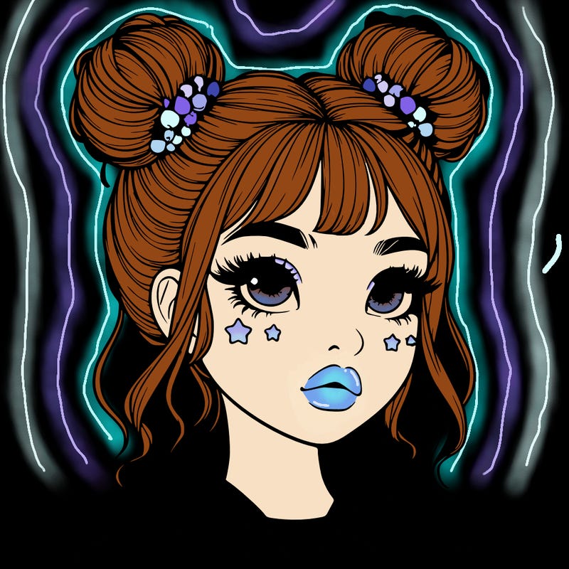 realistic girl with space buns