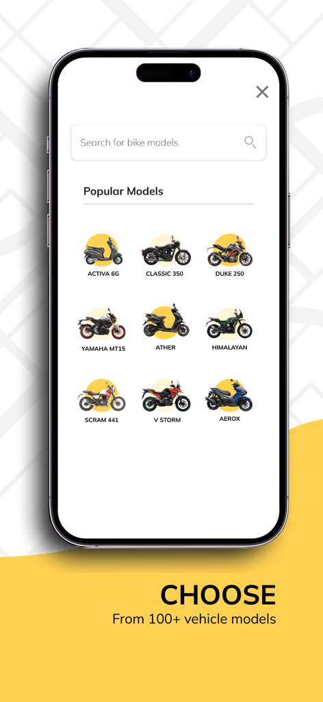 Royal Brothers - Bike Rentals - Selezione di modelli di moto e scooter popolari disponibili per il noleggio sull'app Royal Brothers