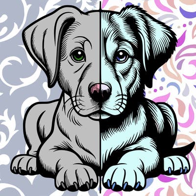 realistic dog split picture