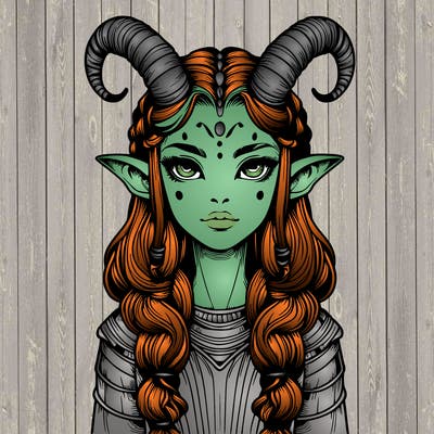 realistic alien girl with horns