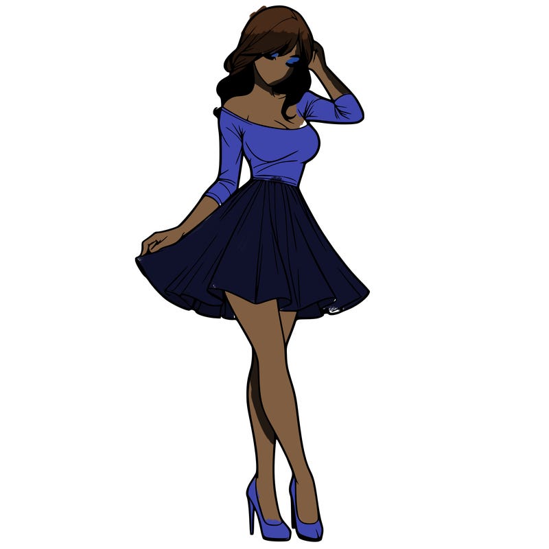 realistic woman in a short dress