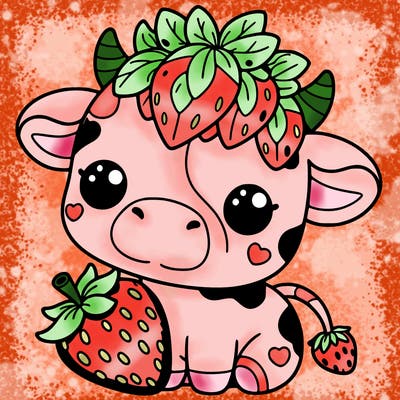 cute strawberry cow