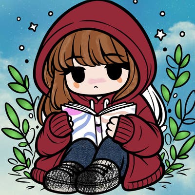 girl in oversized hoodie reading a book