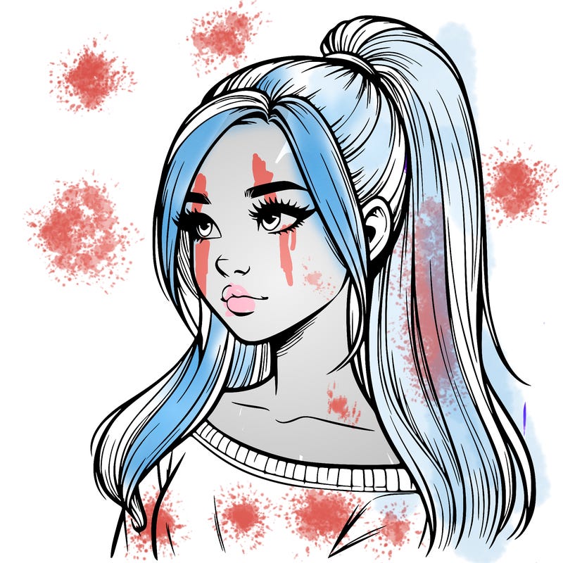 realistic girl with a high ponytail