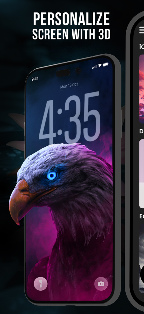 Lock Screen Depth 3D Wallpaper - iPhone lock screen featuring a 3D depth effect eagle wallpaper