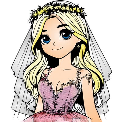 realistic girl in a wedding dress