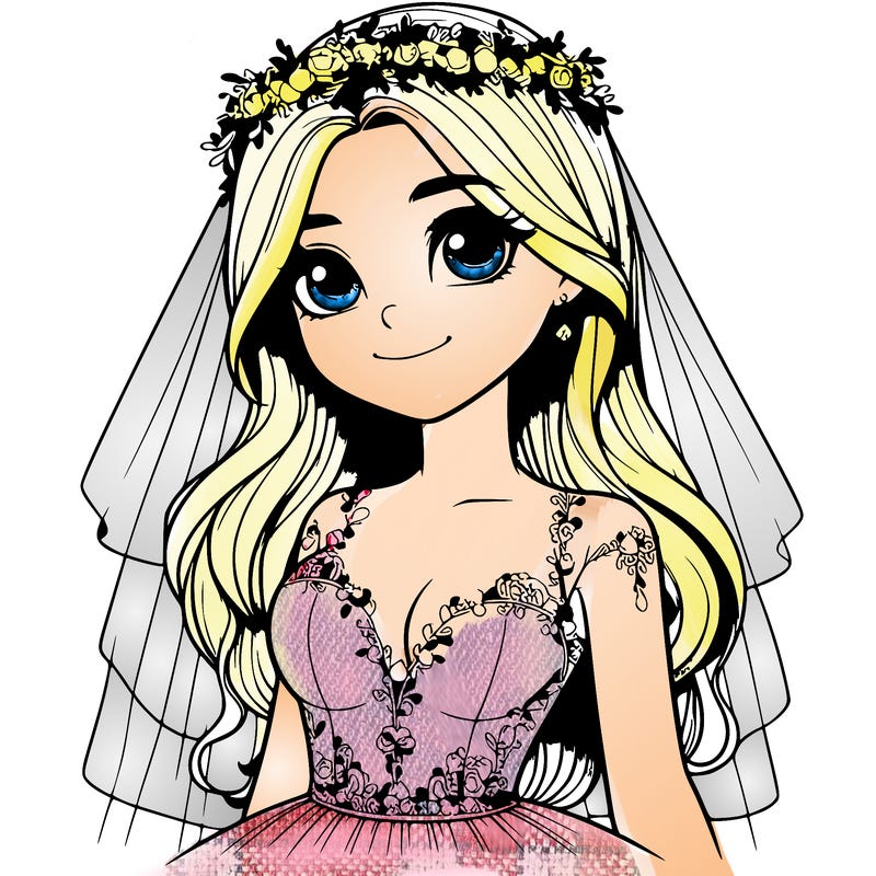 realistic girl in a wedding dress