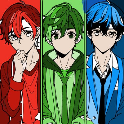 three anime boys