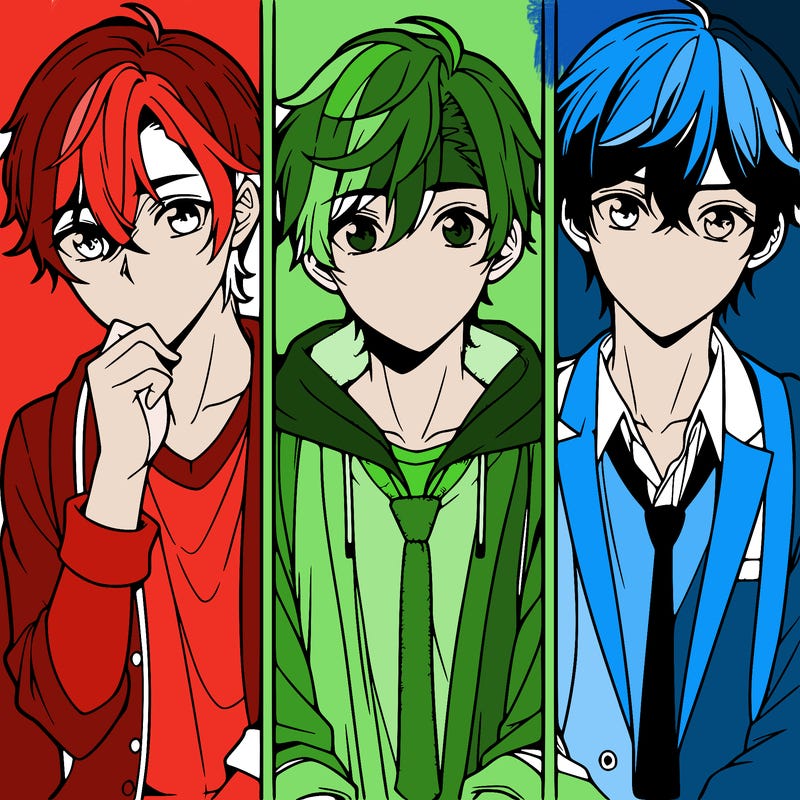 three anime boys