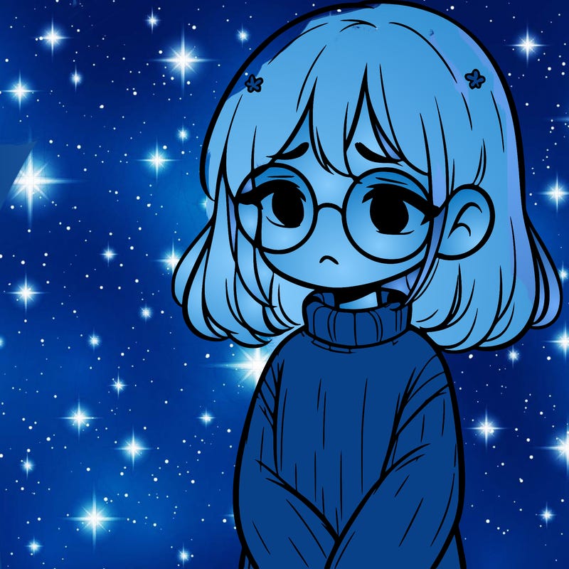 sad girl with glasses in a sweater