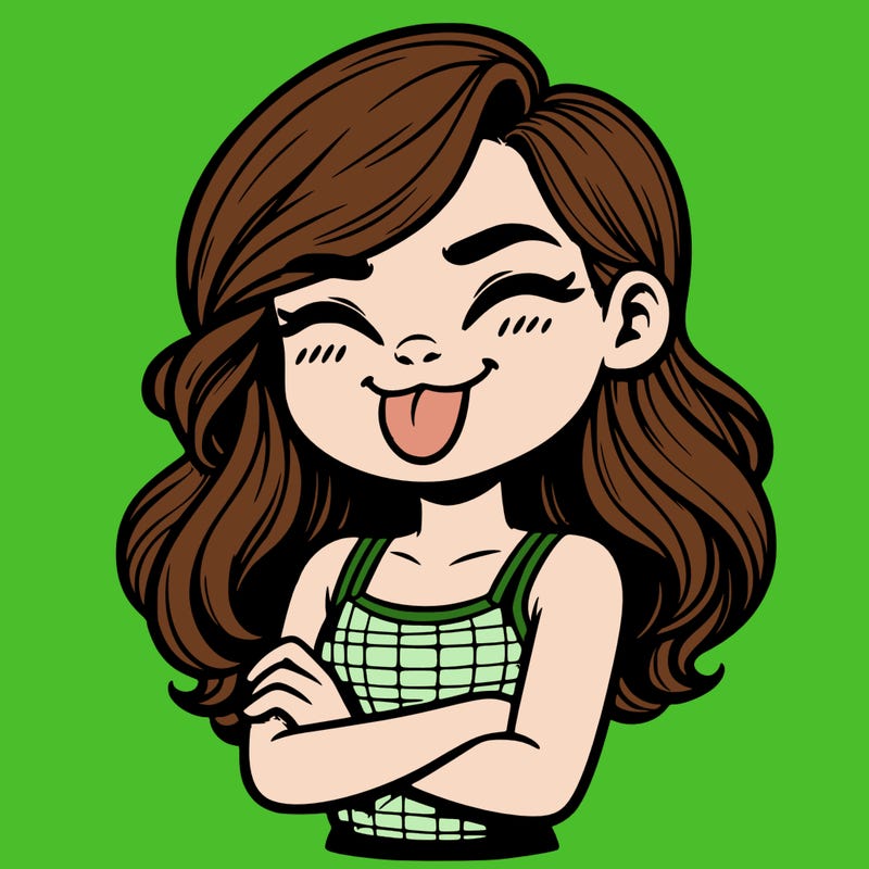 realistic girl crossing her arms and wearing a tank top with her tongue held out she has long hair