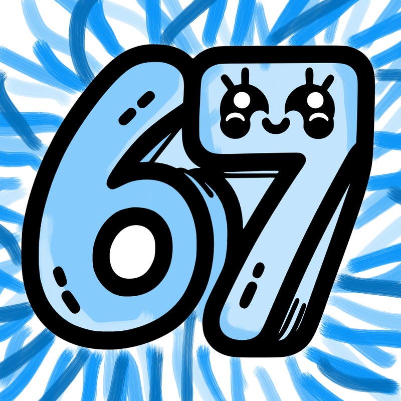 the numbers 67