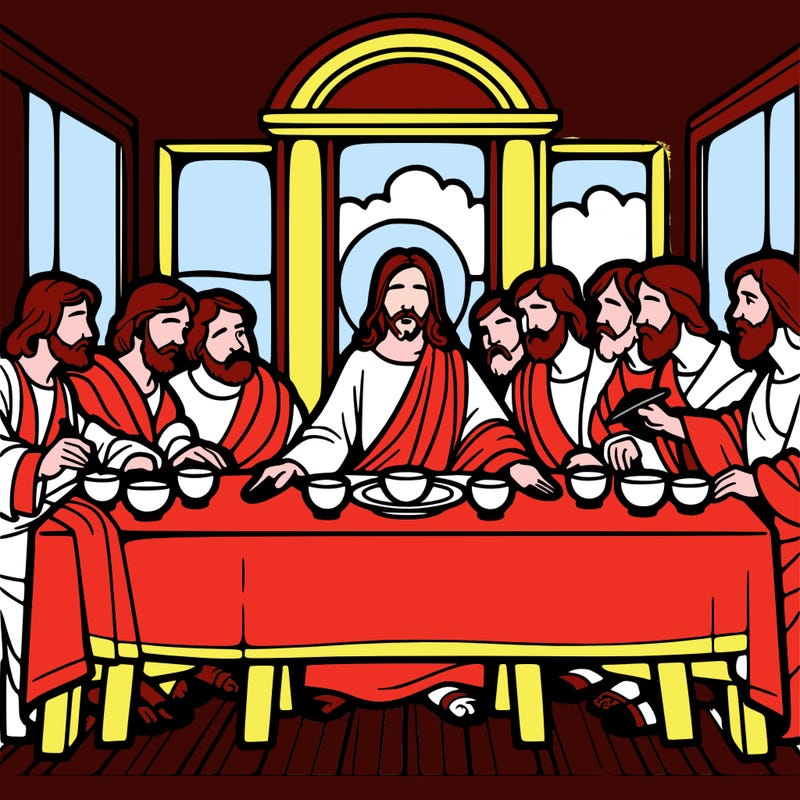 jesus shares the last supper with twelve apostles