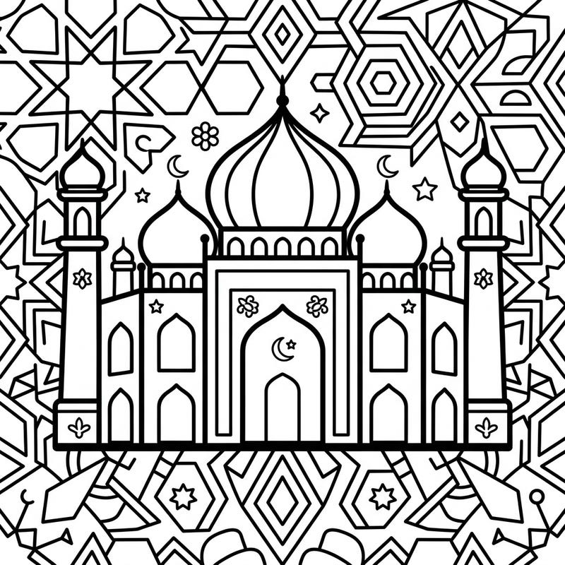 Introduce your little one to the beauty of Sufi shrines with this adorable and easy-to-color template. Designed with ultra-thick lines and large shapes, it's perfect for developing fine motor skills and sparking creativity.