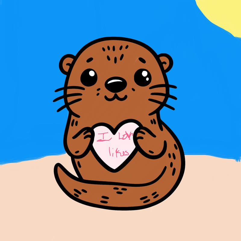 otter with a heart