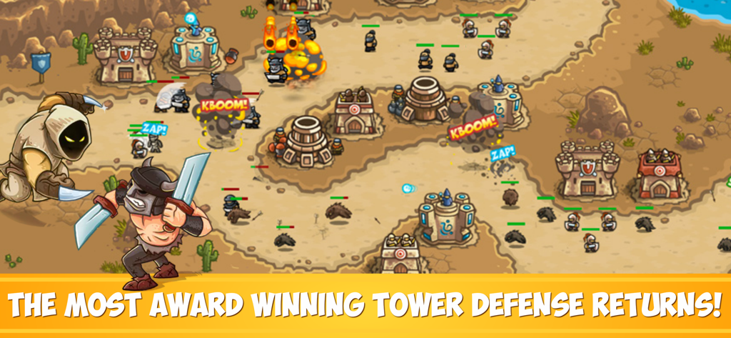 Kingdom Rush Frontiers TD - Gameplay screenshot of Kingdom Rush Frontiers TD showing tower defense action in a desert level
