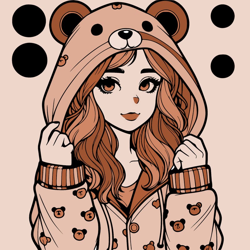 realistic girl in a animal pjs hoodie
