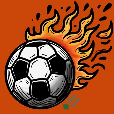 soccer ball with fire