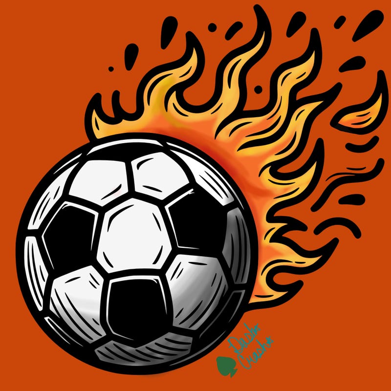 soccer ball with fire
