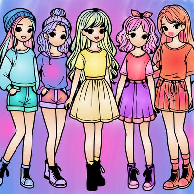 a group of five girls