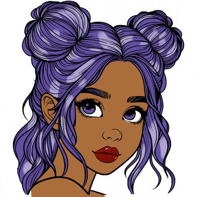 realistic girl with hair buns on her head