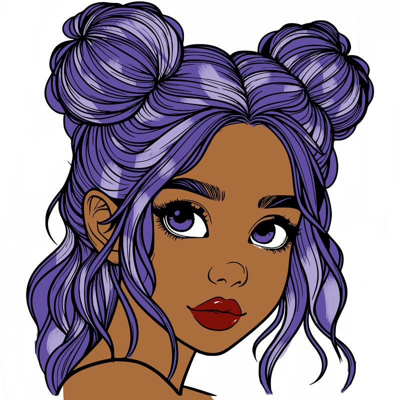 realistic girl with hair buns on her head