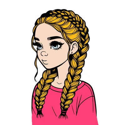 realistic girl with braids