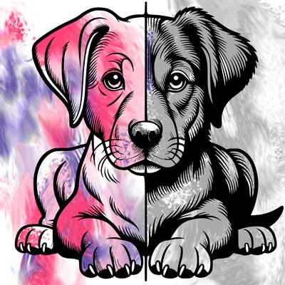 realistic dog split picture