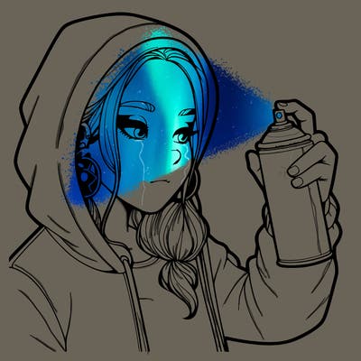 a realistic girl, spray painting