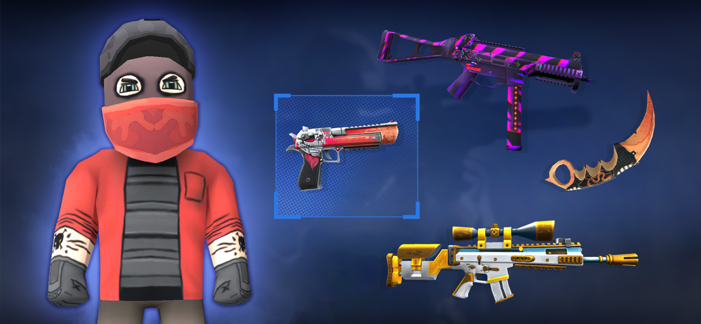 KUBOOM: Online shooting games - KUBOOMオンラインシューティングゲームの様式化されたキャラクターと様々なカスタマイズされた武器スキン