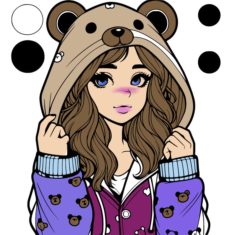 realistic girl in a animal pjs hoodie