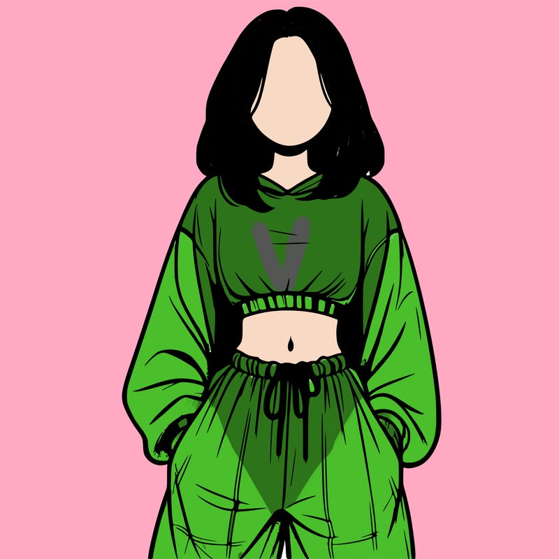 realistic girl faceless with baggy pants and a crop top