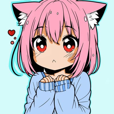 shy anime catgirl