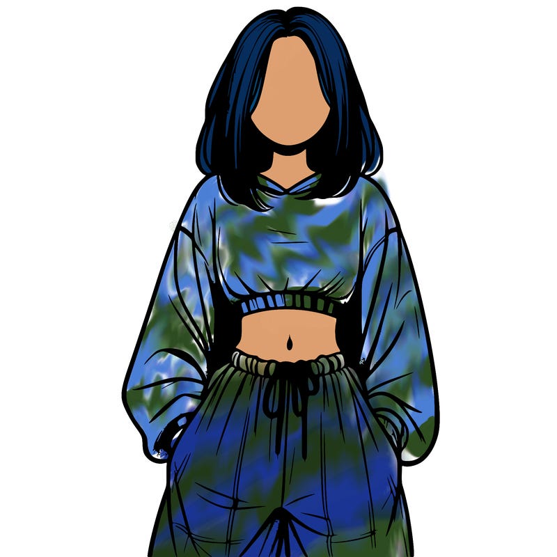 realistic girl faceless with baggy pants and a crop top