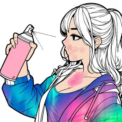 a realistic girl spray, painting