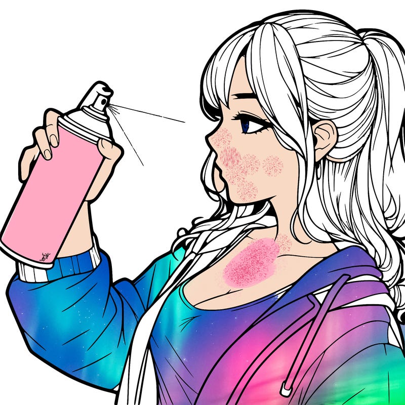 a realistic girl spray, painting