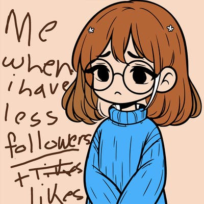 sad girl with glasses in a sweater