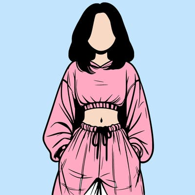 realistic girl faceless with baggy pants and a crop top