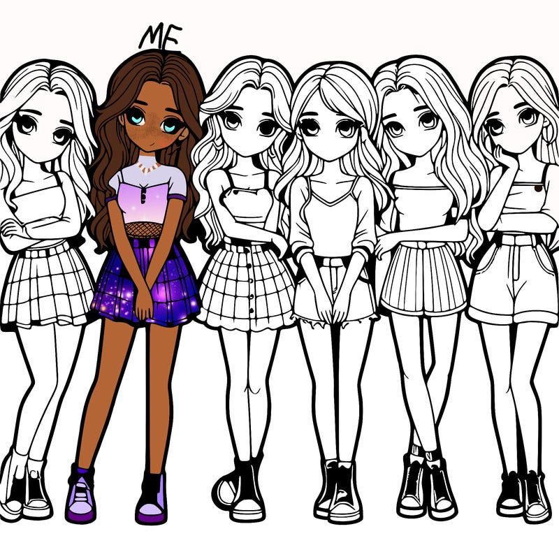 a group of girls realistic