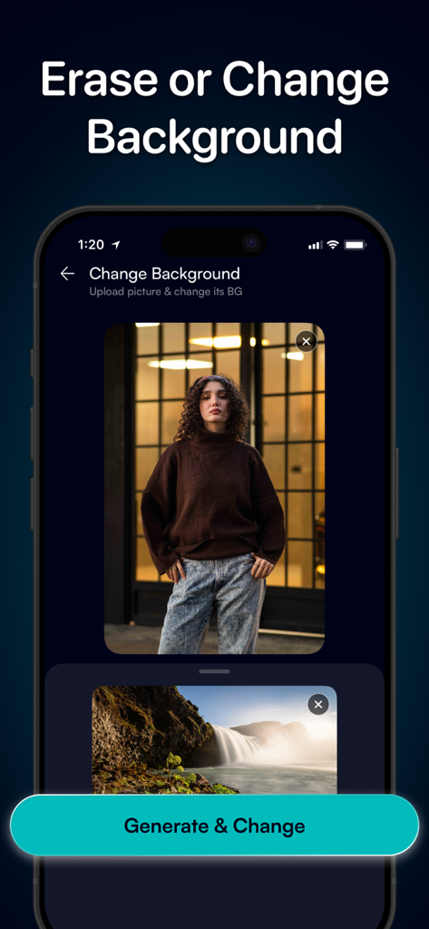 PhotoPea AI Photo Editor interface showing the feature to erase or change backgrounds
